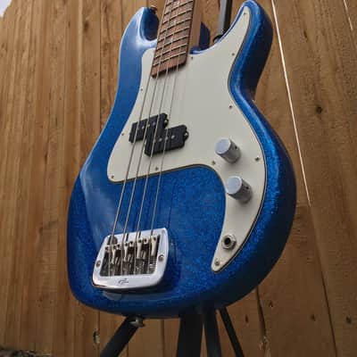 2020 G&L USA LB-100 || Blue Metal Flake ||  4-String Bass w/ Tolex Case image 2