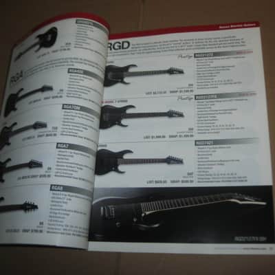 very lightly handed, near A+ genuine Ibanez 2013 Full Line Catalog (114 total pages) + a one page Amendments sheet (states "For Authorized Dealers Only") Color Pictures and B & W Text, Thin Quality Paper, Semi-Gloss Sheen, CATALOG - L: 11" x W: 8 & 1/4" image 11