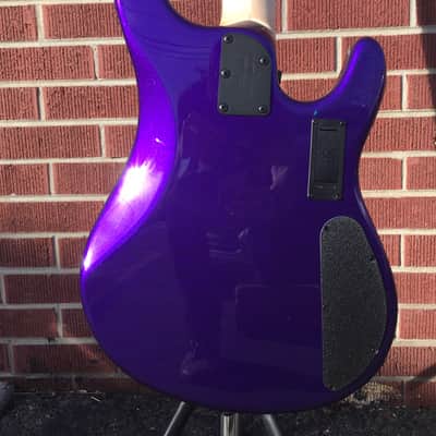 Ernie Ball Music Man Sterling Firemist Purple/Maple Left Handed 4-String Electric Bass w/ Case image 7