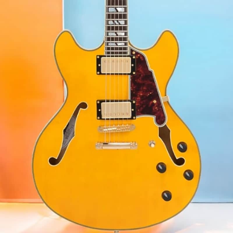 D'Angelico Excel DC Double-Cutaway Semi-Hollow Electric Guitar, Amber image 1