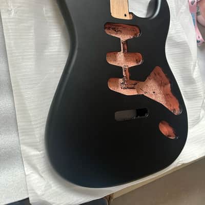 Matte Black Alder Wood Guitar Strat Style Body image 2