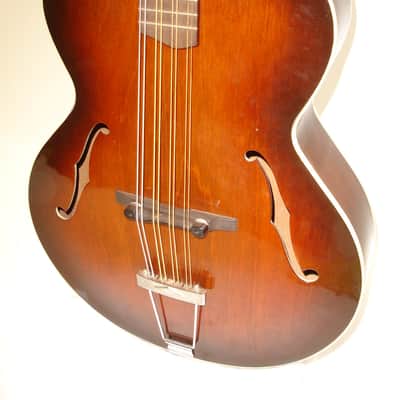 Vintage Acoustic Mandocello Archtop, Vintage Sunburst with Case image 4