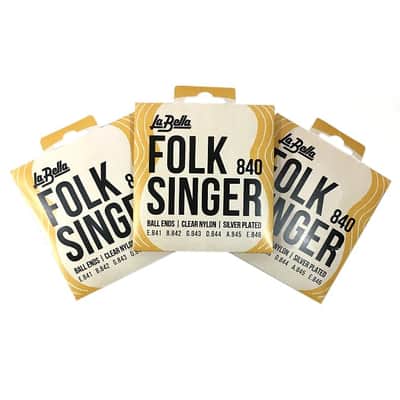 La Bella Guitar Strings 3 Pack Folk Singer #840 Ball End Nylon for Folk Guitars