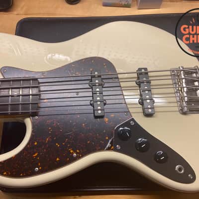 1995 Fender Japan Left-Handed 5-String Jazz Bass Vintage White image 8