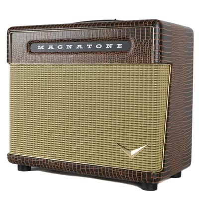 New Magnatone Baby M-80 Combo Brown French Alligator Tolex / Gold Stripe Grill #8783 image 3