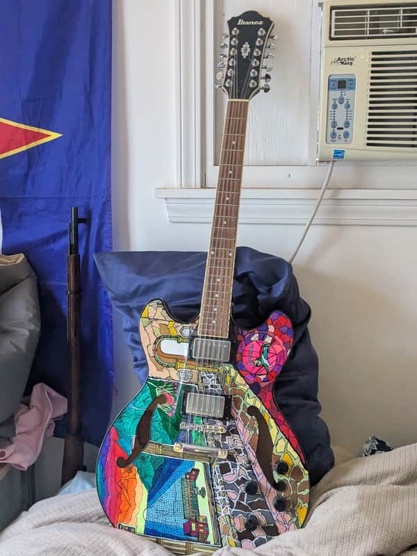 Ibanez AS7312-TCR Artcore custom rainbow image 1