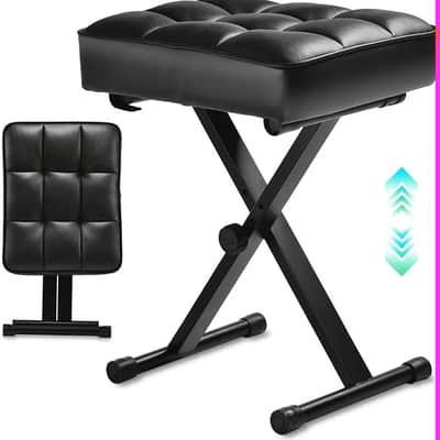 Breitenbach Tufted keyboard piano X Style Bench - Black image 1