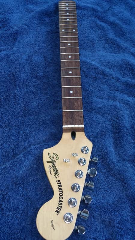Clean- Fender/Squire- 22 fret Stratocaster neck w/70's headstock, rosewood board, skunk stripe image 1