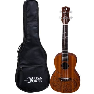 LUNA Tattoo Concert Mahogany Ukulele NEW Uke w/ Gig Bag image 1