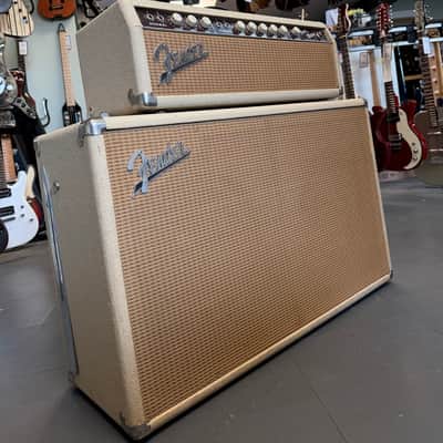 Fender Bandmaster 1963 - White Tolex Oxblood Panel Piggyback image 2