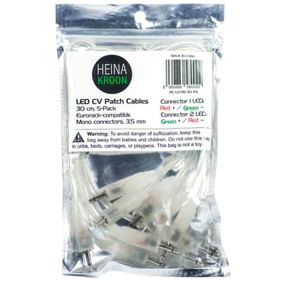 Heinakroon 11.8" (30cm) 3.5mm LED Eurorack CV Patch Cables, 5-Pack, Transparent image 4