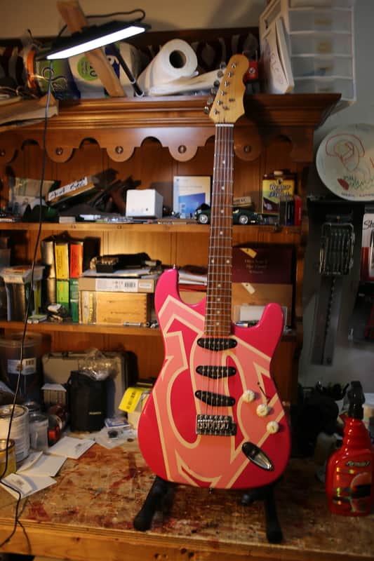 Six Flags Superman/woman Stratocaster Copy (2000s, Pink Relic) image 1