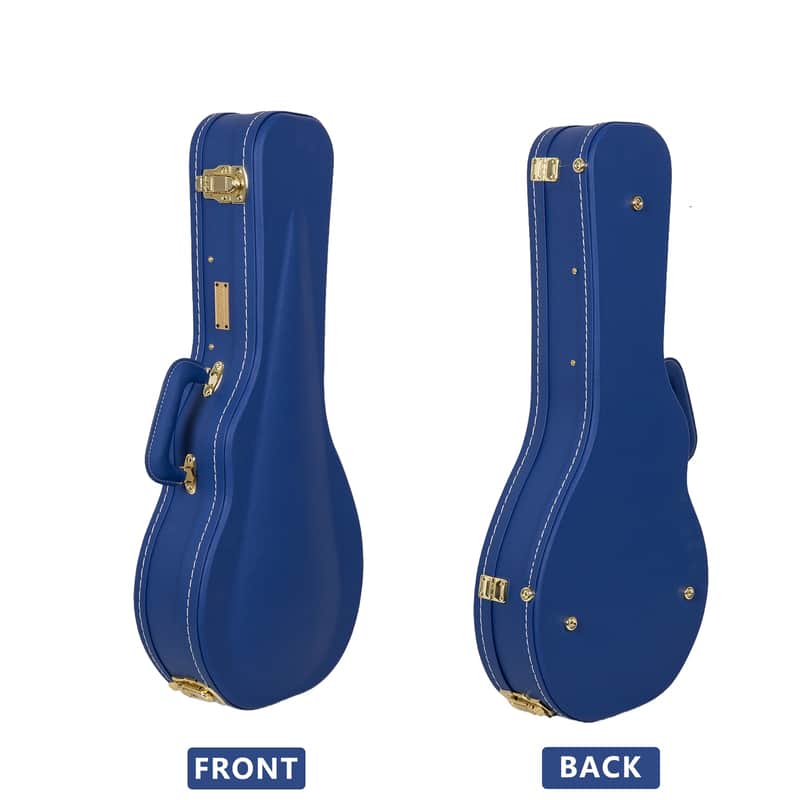 Crossrock Wooden F-Style Mandolin Case | Vibrant Blue Faux Leather, Stainless Steel, Latches, Storage Compartment – Designer Series (CRW520MFVB) image 1