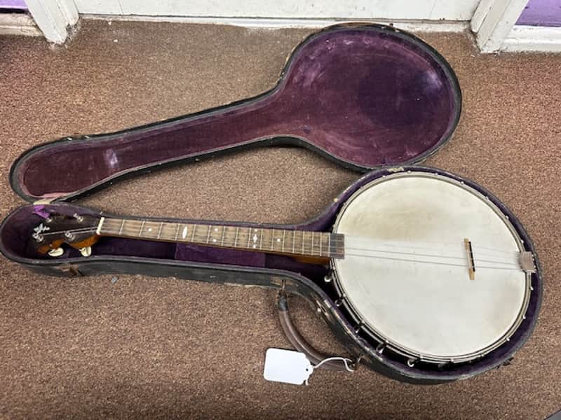 OLD Used Guckert Duplex 4 String Tenor Banjo 1922? w/ Hard Case Vintage Antique image 1