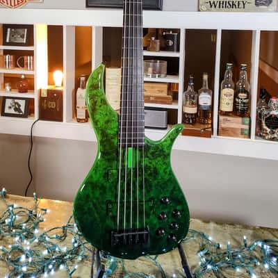 F Bass BN5 Burled Maple Top with Matching Headstock, Transparent Fade Green Gloss! image 5