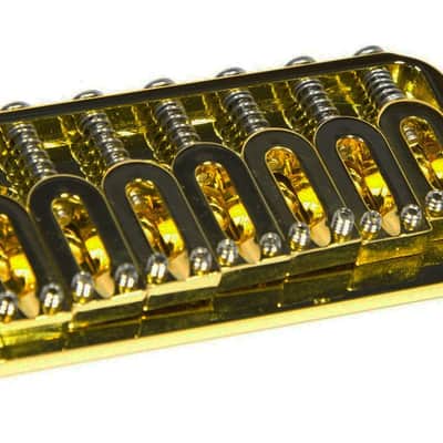 Hipshot 7-String LEFT-HANDED Hardtail Fixed Electric Guitar Bridge .125" - GOLD image 1