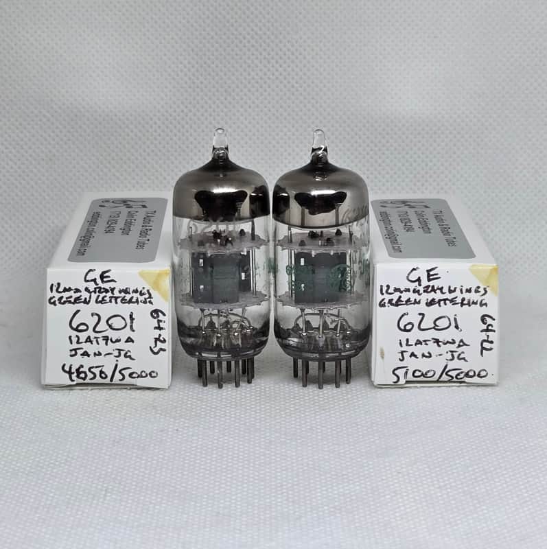 GE JAN 6201 Gray Plate Well Matched (8.8%) Pair NOS 12AT7 ECC81 12AT7WA 12AT7WB image 1