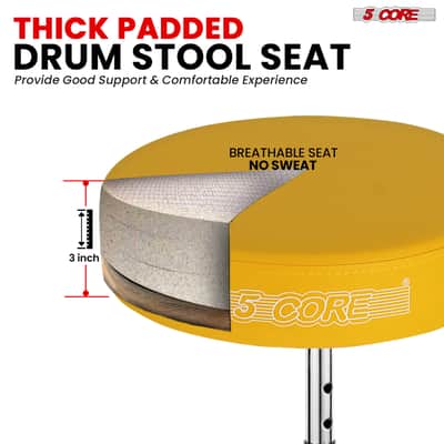 5 Core Drum Throne 3" Padded Drum Seat Height Adjustable Drumming Chair for Practice and Performance image 2