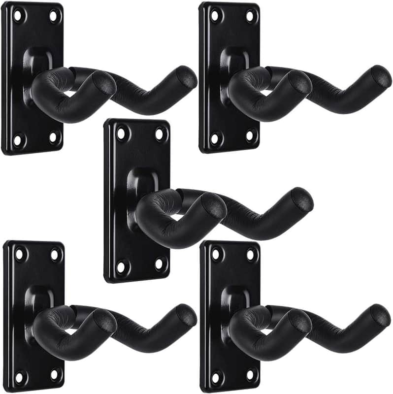 Guitar Wall Hanger Mount 5 Pack Guitar Hangers for Wall Black Guitar Hook Holder for Acoustic Electric Bass Guitar and More image 1