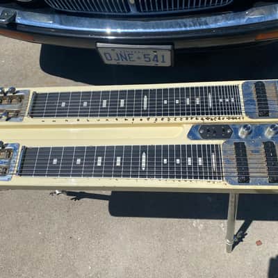 Guyatone Dual 8 string steel guitar with case Late 70ish - Cream white image 11