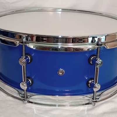 MARTIAL PERCUSSION (SEE VIDEO SAMPLE)CUSTOM HANDCRAFTED UTILITY SNARE DRUM 2024 - BLUE ON BLACK (ORANGE PEEL EXTERIOR LACQUER) image 3