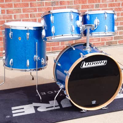 60's Ludwig Keystone Badge Blue Sparkle Kit - 20" 12,13,16" image 3