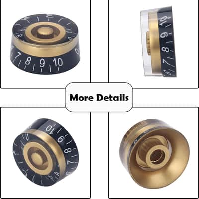 4Pcs Electric Guitar Knobs Gold Black Speed Volume Tone Control Knobs for Strat Style Guitar Bass Parts Replacement image 3