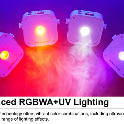 Rockville 4 PACK MINI RF1 V3 White Rechargable RF DJ Wash Lights+Bag+Controller image 11