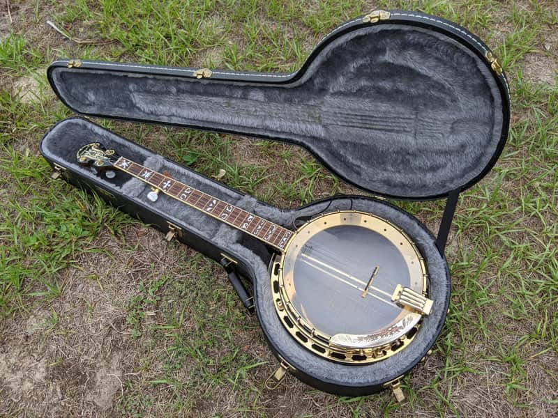 Aria SB-600 Deluxe 5 String Banjo High End Aria Gold Hardware Hard