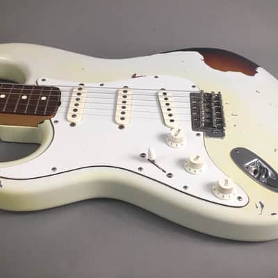 LEFTY! Vintage Fender ‘62 Reissue ST-62L Heavy Relic Custom Blonde Nitro Over Sunburst Strat 1989 7.3 Lb HSC image 11