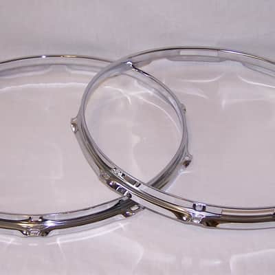 Immagine 14" Chrome Over Steel 10 Lug Triple Flanged Snare Drum Hoop Set - 4