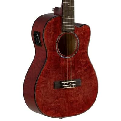 Lanikai Quilted Maple Red Stain Baritone A/E Ukulele with Foam Case (QM-RDCEB) image 2