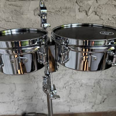 Latin Percussion LP845-K Mini 6/8" Timbale Set with Mount 2010s - Chrome over Steel image 1