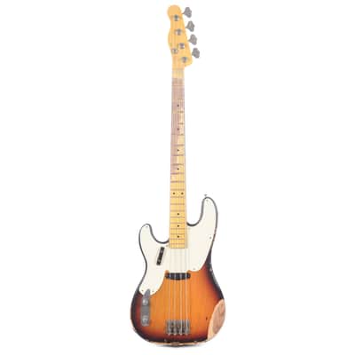 Nash PB-55 3-Tone Sunburst Medium Relic LEFTY w/Lollar Pickups &1-Ply White Pickguard image 4