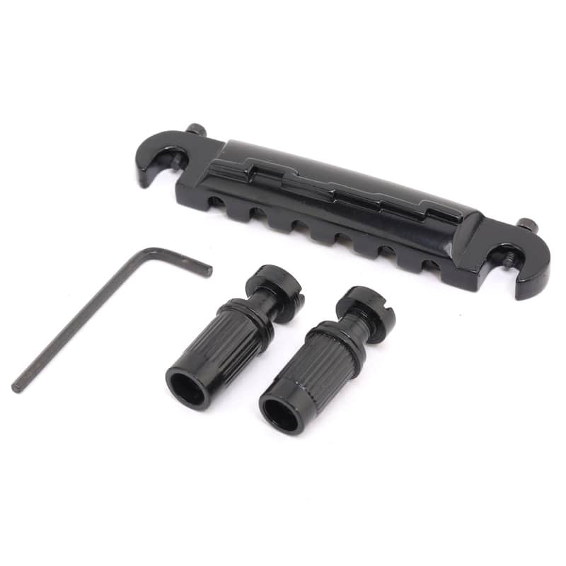 Brio 6 String Compensated Wraparound Stud Mount Adjustable Bridge for Les Paul Style Guitar Black image 1