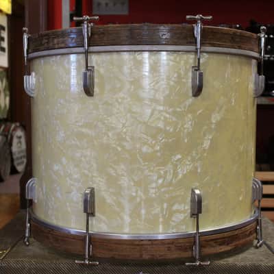 1950s Leedy 16x22 Bass Drum in White Marine Pearl image 4