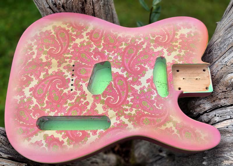 Pink Paisley Tele Body, Aged, Nitro , Alder, Binding image 1