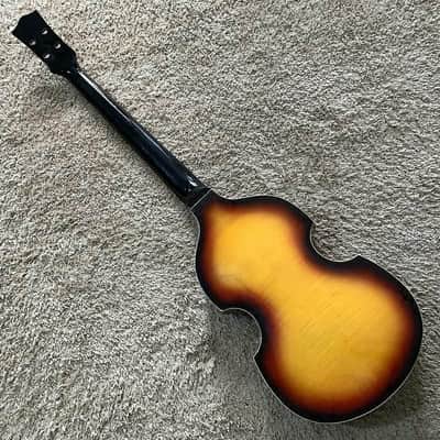 Tobacco Burst 4 String Violin Bass Body with Tiger Maple Top, Rosewood Fretboard Neck image 11