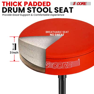 5 Core Drum Throne 3" Padded Seat Adjustable Drumming Chair for Practice and Performance image 3