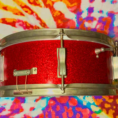 Ludwig No. 491 Pioneer 5.5x14" 6-Lug Snare 1964 - Red Sparkle image 5
