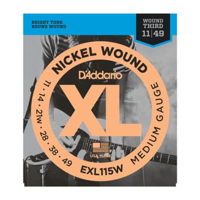 D'Addario E-Guit.Strings EXL115W 11-49 NW Wound 3rd - Electric Guitar Strings image 1