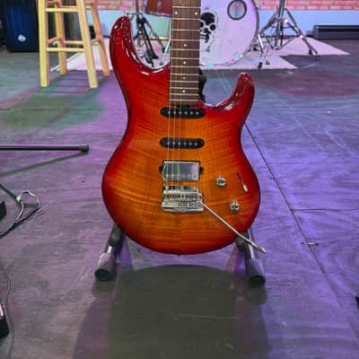 Ernie Ball Music Man Steve Lukather Signature Luke III Maple Top HSS 2016 - 2022 - Cherry Burst Flame image 4