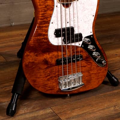 Roscoe Classic Custom 5 String PJ Jazz Bass Amber Tiger Eye Gloss w/Custom Bag image 2
