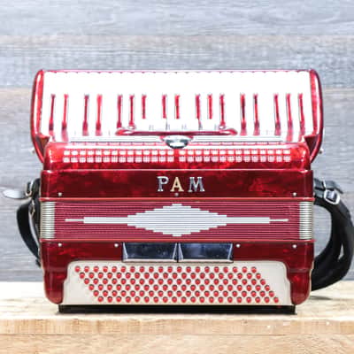 PAM Accordion 120-Bass 41-Key 5-Treble Switch Red Piano Accordion w/Case image 1