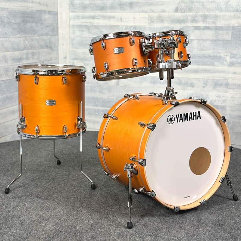Used Yamaha Tour Custom Maple 4pc Drum Set w/22BD Caramel Satin - Very Good image 1