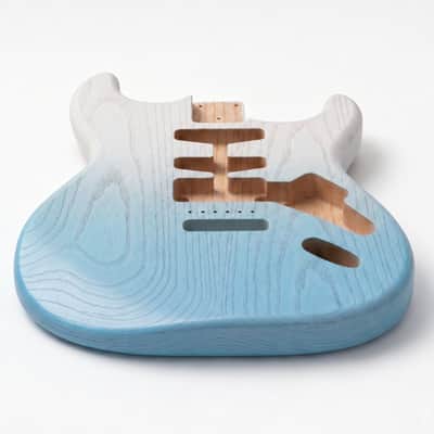 Stratocaster Guitar Body, White Blue Stained Ash Body, Right & Left Handed, HHH HSS SSS Pickup Routing, Custom Strat Replacement Body image 4