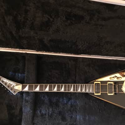 Jackson RR1 Custom Randy Rhoads 1985 San Dimas Custom Shop Offset Flying V Black and gold Pinstripe - PRE Fender era! image 6