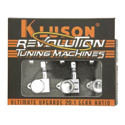 Kluson 3x3 Revolution E-Mount 90deg 20:1 ratio Locking Tuners, Chrome KREL-3-C image 4