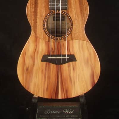 Handmade Concert Ukulele, Solid Taiwania, Pommele, TAIWAN Map, Soft-bag, Bruce Wei UG15-2875 image 11
