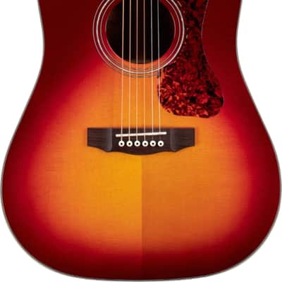 Guild D-140 Dreadnought Acoustic Guitar, Solid Spruce Top, Cherry burst image 1